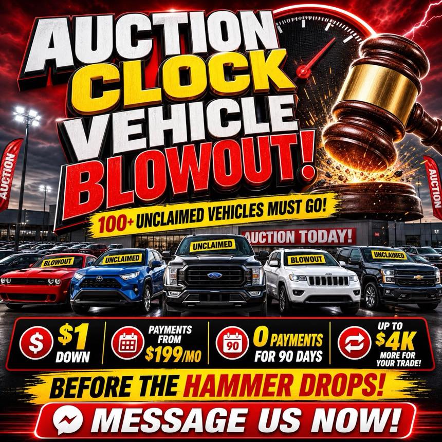 Template ad for an auction clock vehicle blowout